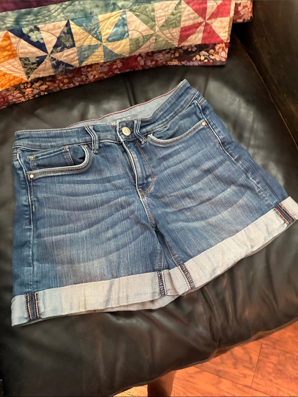 White House Black Market Blue Denim Cuffed Shorts